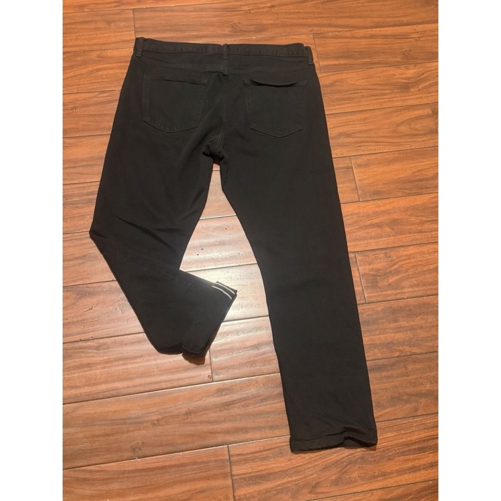 Uniqlo Mens Selvedge Slim Fit Jeans Black Denim 36x30 Black Color